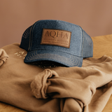 AQHA Leather Patch Cap - Denim & Black
